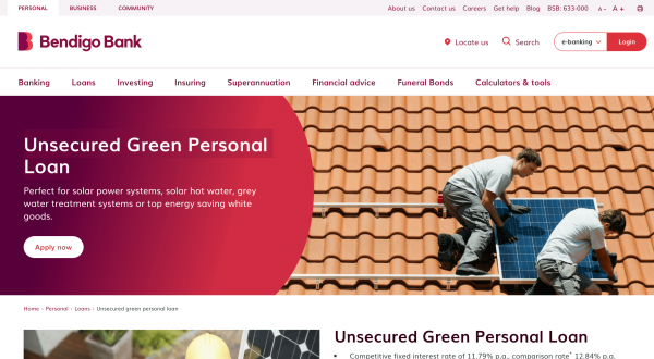 Bendigo Bank Unsecured Green Personal Loan review