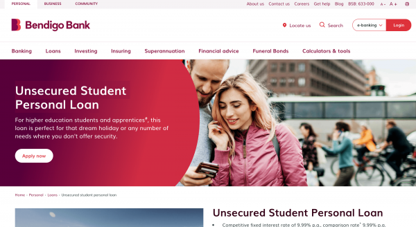 Bendigo Bank Unsecured Student Personal Loan review