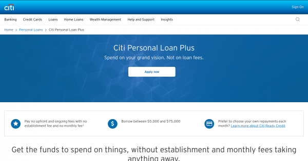 Citi - Loans up to $75 000
